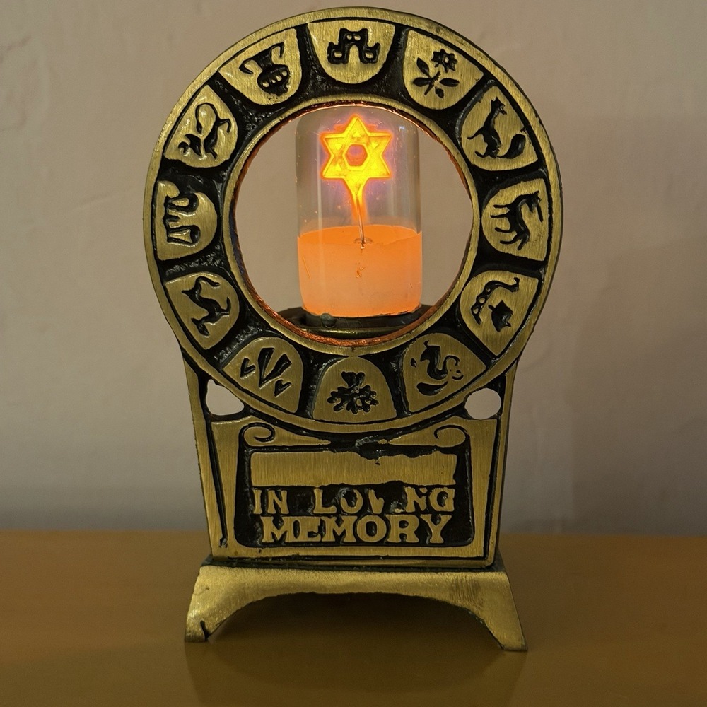 Vintage Yahrzeit Memorial Light Kulik Israel In Loving Memory Star of David‎
